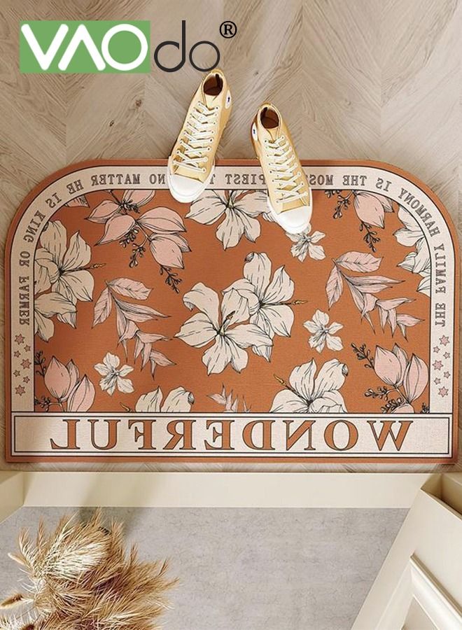 VAOdo Floral Bath Mat, High Absorbent Bathroom Cushion, Non-slip Area Mat, Mold-proof Area Rug for Kitchen Bathroom Porch  - Image 1