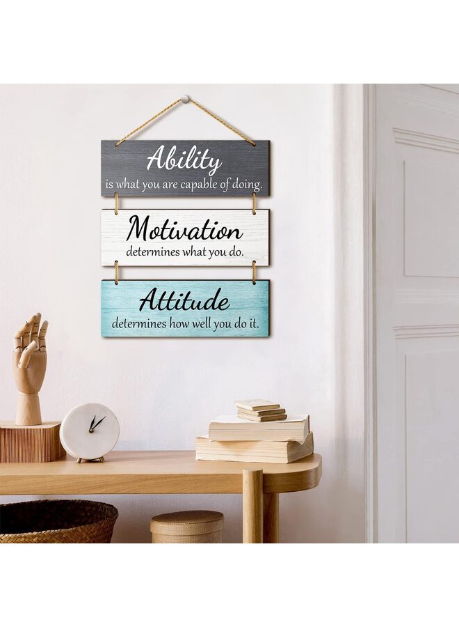 يُسلِّم لوحات جدارية خشبية، ديكورات جدارية للمكاتب، ديكورات جدارية ريفية، لوحات جدارية تحفيزية مع عبارات، لوحات جدارية خشبية، لافتة للقدرة، ديكور حمام للمنزل (جديد) - Image 3