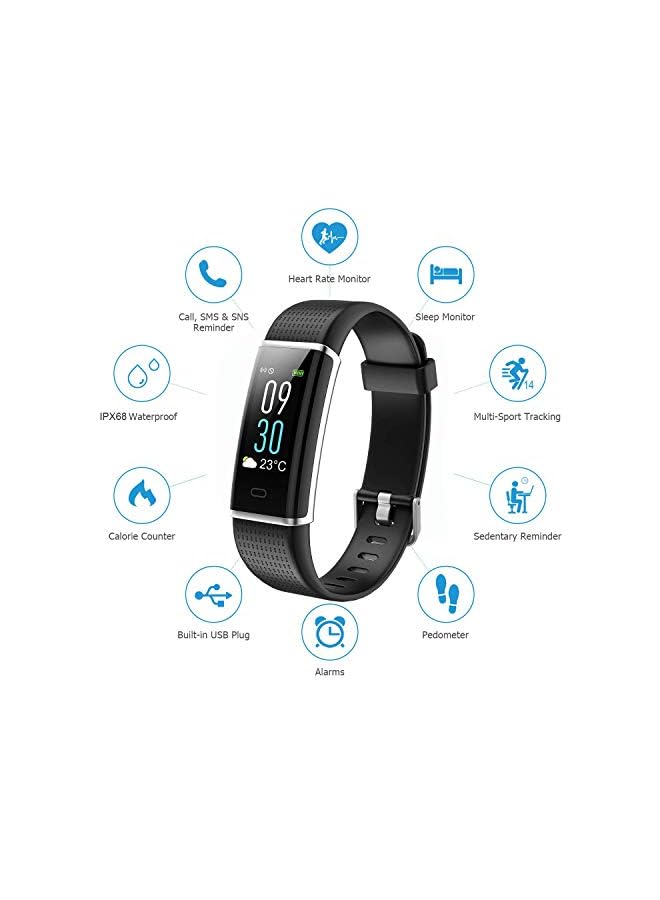 Senso Watch, IP68 Waterproof Fitness Tracker Colour Screen Activity Tracker with Heart Rate Monitor Pedometer Sleep Tracker Calorie Counter Steps Counter for Men and Women for Android or iOS - Image 2