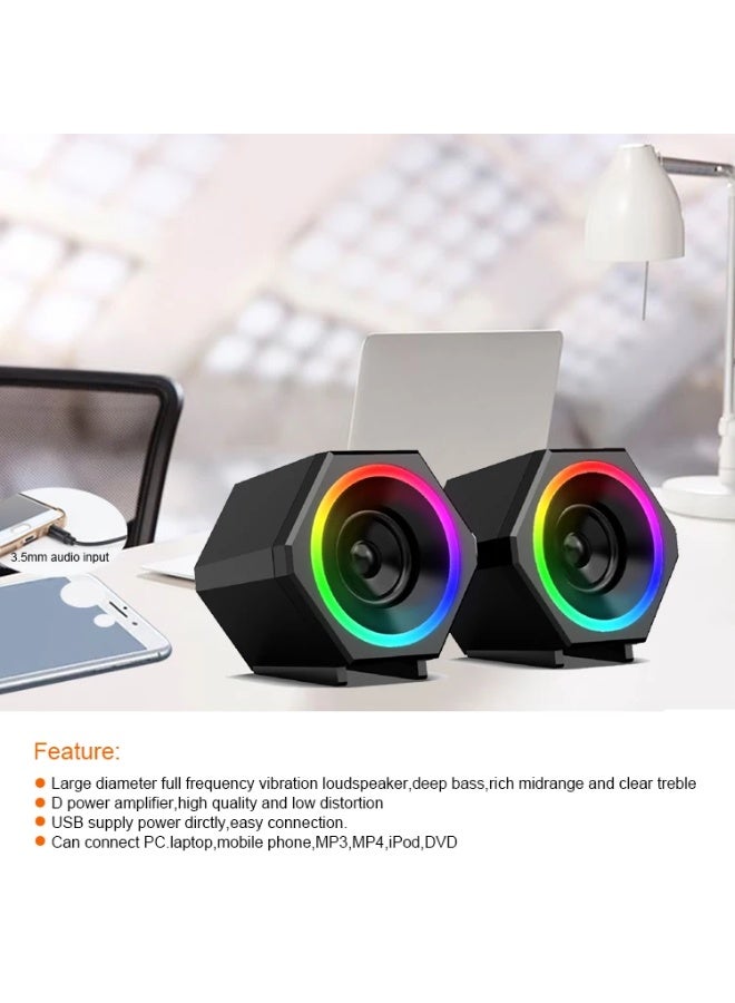 Kisonli L-6060 USB RGB Stereo Speaker – Powerful Sound with Colorful Lighting - Image 5