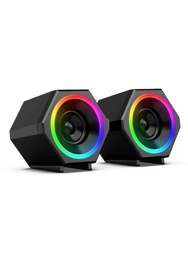 Kisonli L-6060 USB RGB Stereo Speaker – Powerful Sound with Colorful Lighting - Image 2