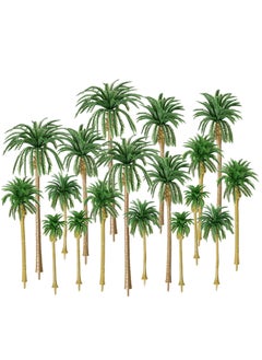 KASTWAVE Miniature Palm Tree Model Set - 18PCS Mixed Sizes (3.1" - 6.3"), Fake Plastic Trees without Stands for DIY Scenery, Landscape, Cake Decoration  - Image 1