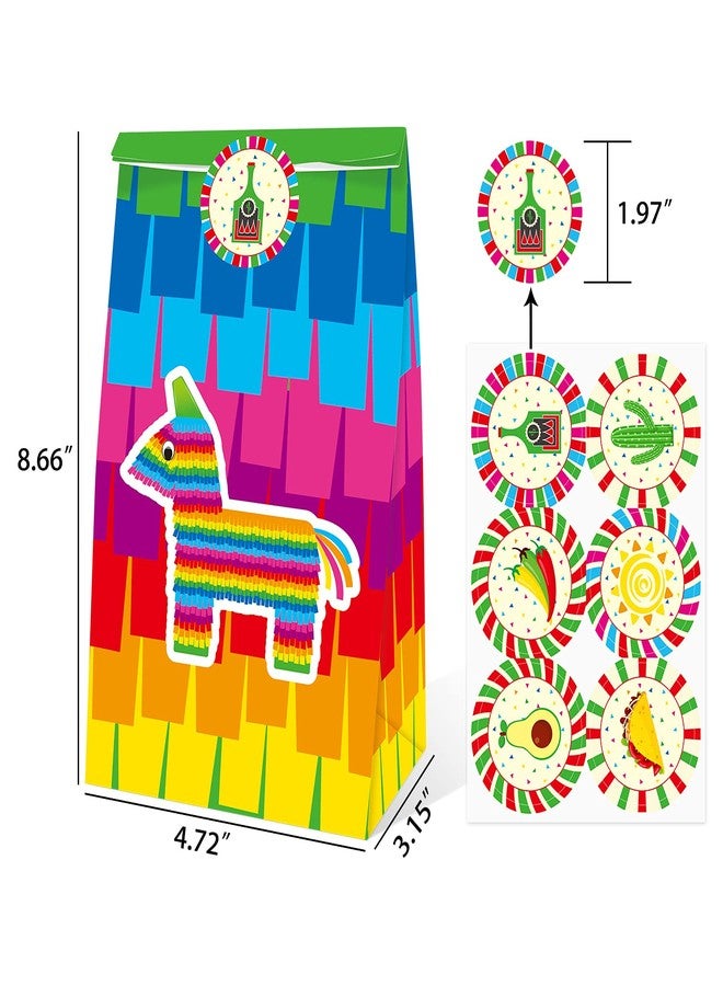 MOAXMOA Mexican Fiesta Candy Bags 24 PCS Party Favor Goodie Treat Bag Candy Treat Favors Bags Cinco De Mayo Themed Birthday Baby Shower With Cute Stickers - Image 2