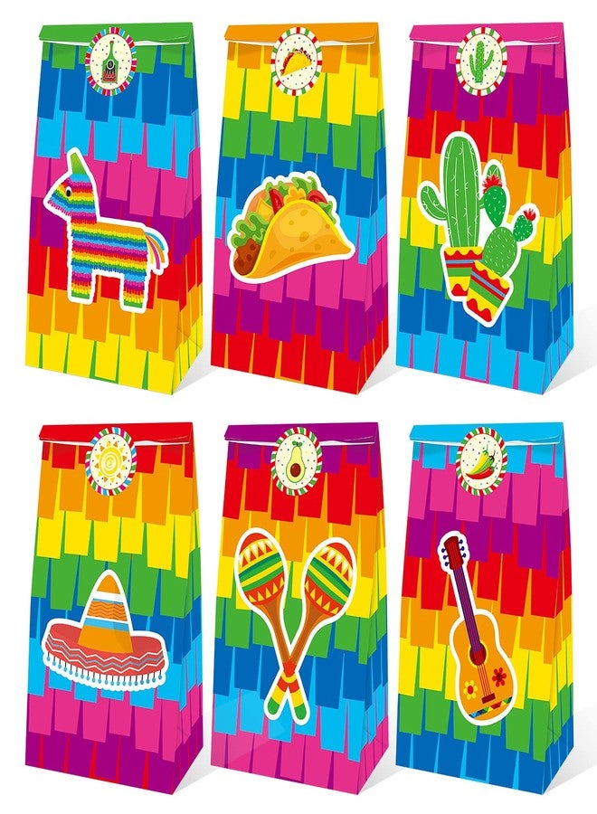 MOAXMOA Mexican Fiesta Candy Bags 24 PCS Party Favor Goodie Treat Bag Candy Treat Favors Bags Cinco De Mayo Themed Birthday Baby Shower With Cute Stickers - Image 1