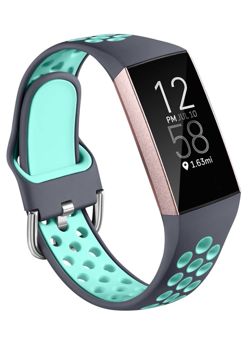 Captaintech Silicone Wristbands for Fitbit Charge 4, Compatible with Fitbit Charge 3 Bands, Sport Waterproof Breathable Bands for Fitbit Charge 3 Bands - Image 1