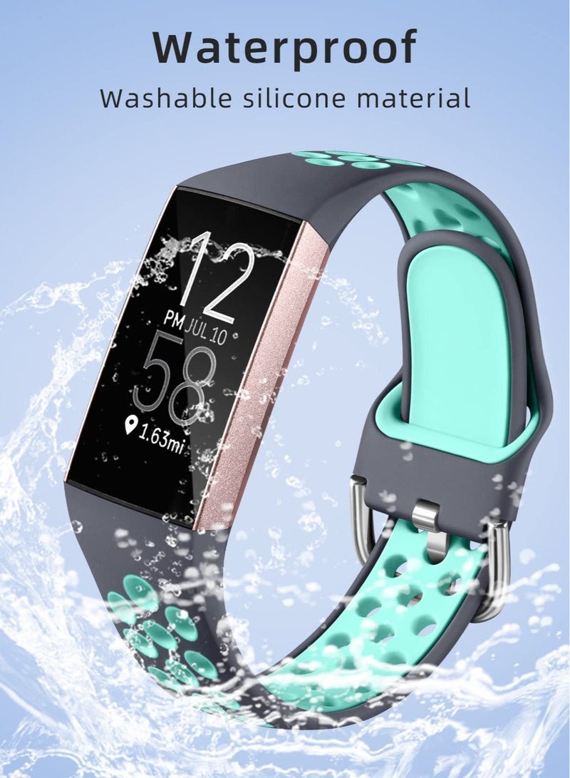 Captaintech Silicone Wristbands for Fitbit Charge 4, Compatible with Fitbit Charge 3 Bands, Sport Waterproof Breathable Bands for Fitbit Charge 3 Bands - Image 2
