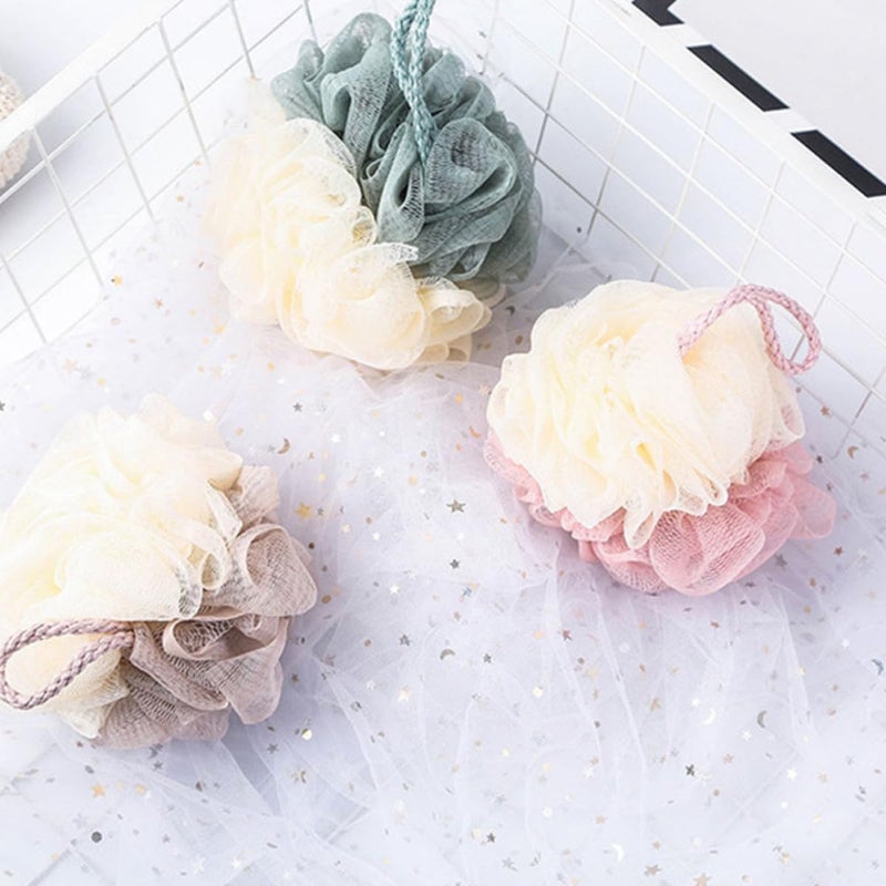 4pcs Dual-Color Bath Loofah Shower Pouf Set, Comfortable Skin Body Scrubbers with Rich Bubbles, Portable Bath Sponge for Household Shower and Body Exfoliating - Image 4