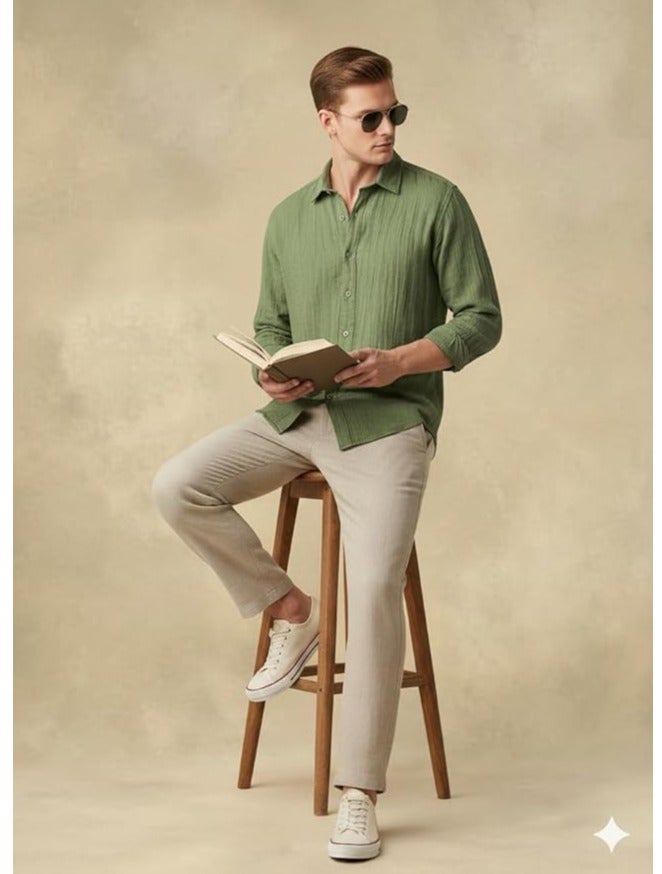 fyltr قميص الرجال بلون قطني 100٪ بلون موحد - بأكمام كاملة | القمصان الكاجوال للرجال | قمصان للمكتب | مريحة وناعمة - Image 2