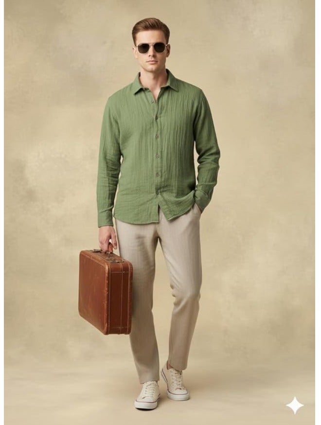 fyltr قميص الرجال بلون قطني 100٪ بلون موحد - بأكمام كاملة | القمصان الكاجوال للرجال | قمصان للمكتب | مريحة وناعمة - Image 4