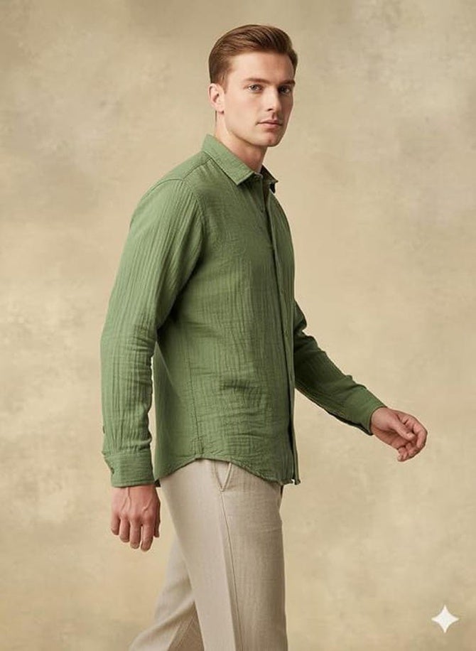 fyltr Men's 100% Cotton Solid Color Textured Shirt - Full Sleeves | Casual Shirts for Men | Comfortable & Soft | Stylish Shirt - Image 3