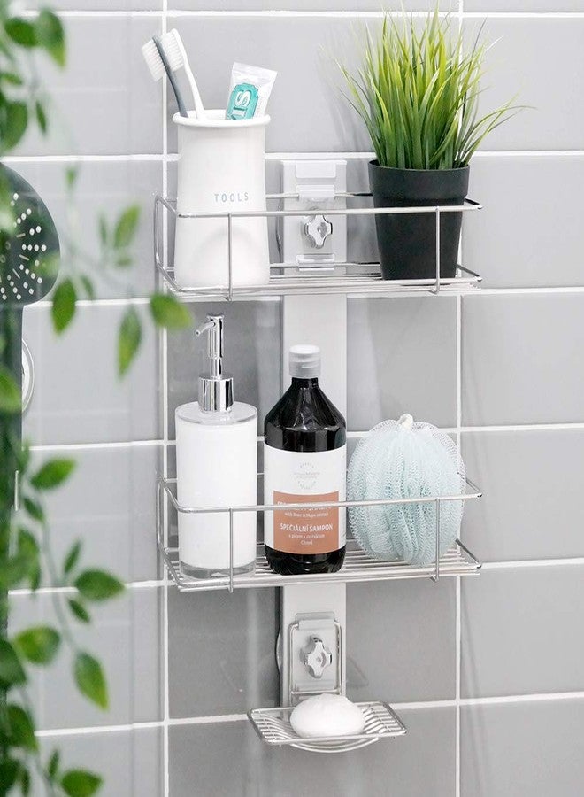 Bath Beyond BATHBEYOND Shower Caddy Suction Cup Tier Shower Shelf - Adjustable Shower Caddy 400 Stainless Steel No-Drilling and Extra Adhesive Sticker for More Stronger Suction (3Tier) - Image 1