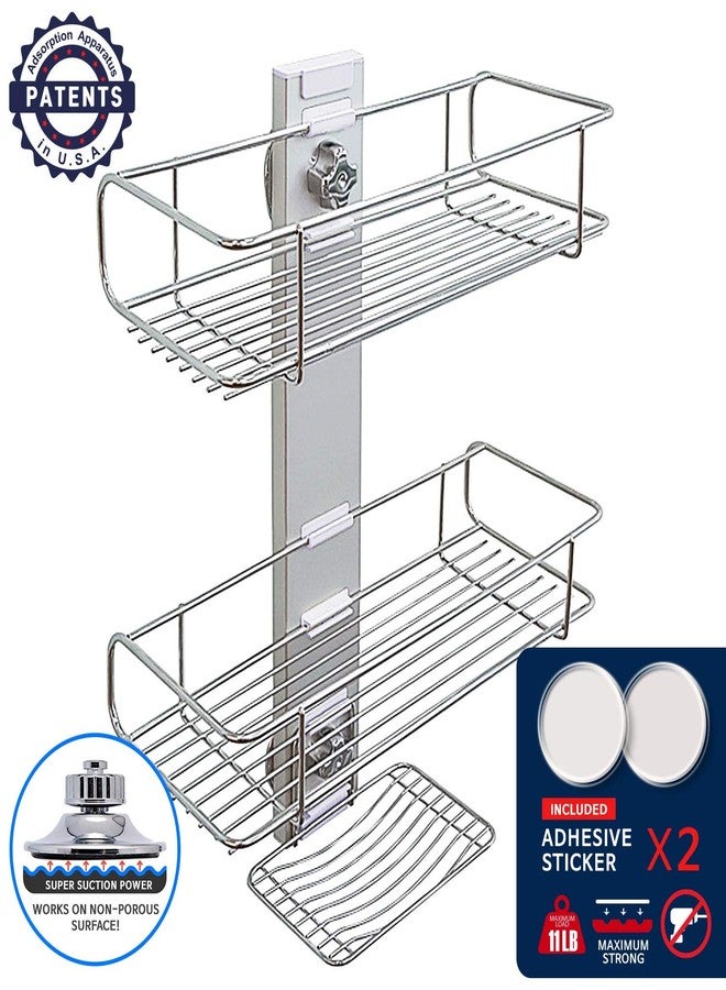 Bath Beyond BATHBEYOND Shower Caddy Suction Cup Tier Shower Shelf - Adjustable Shower Caddy 400 Stainless Steel No-Drilling and Extra Adhesive Sticker for More Stronger Suction (3Tier) - Image 2