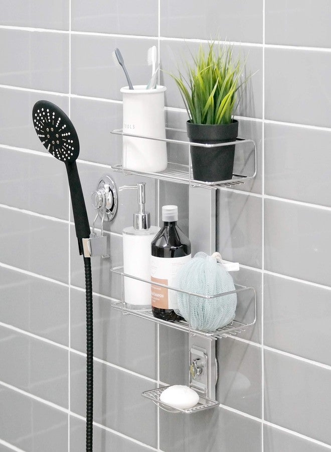 Bath Beyond BATHBEYOND Shower Caddy Suction Cup Tier Shower Shelf - Adjustable Shower Caddy 400 Stainless Steel No-Drilling and Extra Adhesive Sticker for More Stronger Suction (3Tier) - Image 5