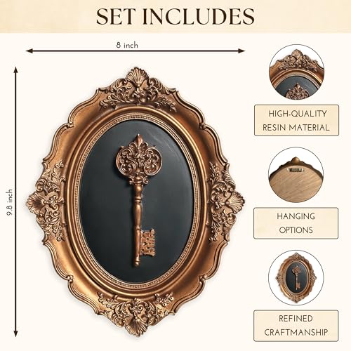 97 Decor Antique Wall Decor Victorian Vintage Wall Sculpture Oval Ornate Pediments For Hallway Entryway Gothic Key Sculpture Dark Academia Art Antique Brass Decor For Home Bedroom Living Room - Image 3