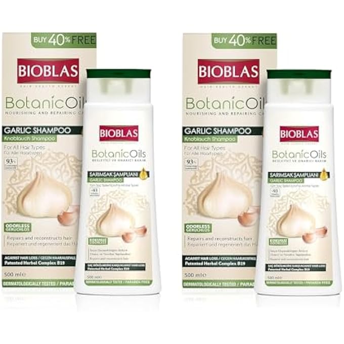 BIOBLAS 2 × شامبو الثوم 500 مل ، بدون رائحة ، مضاد لتساقط الشعر للنساء والرجال ، عبوة اقتصادية - Image 1