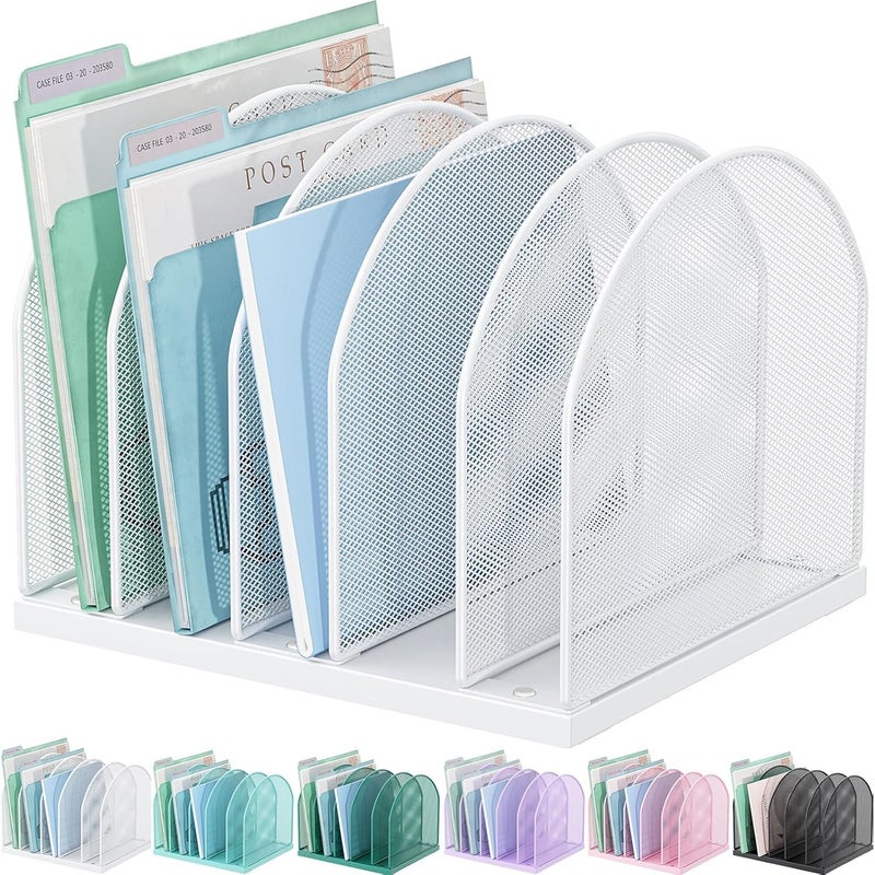 gianotter Desktop File Organizer, Desk Organizer with 5 Compartments, Paper Organizer for Desk, Workspace Organizers for Office Supplies (White) - Image 1
