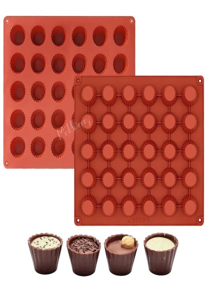 Moldberry Silicone Cupcake Moulds - 30 Cavity Mini Round Muffin, Jelly & Cake Molds, Non-Stick, Reusable Baking Cups, Multicolor - Microwave & Oven Safe (Pack of 1) - Image 1