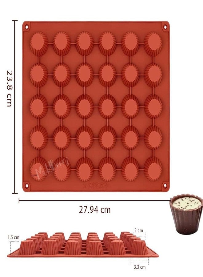 Moldberry Silicone Cupcake Moulds - 30 Cavity Mini Round Muffin, Jelly & Cake Molds, Non-Stick, Reusable Baking Cups, Multicolor - Microwave & Oven Safe (Pack of 1) - Image 2