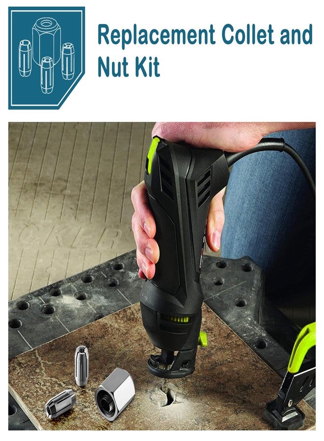 Dreyoo طقم مشابك تثبيت وصامولة بديل من Dreyoo متوافق مع CN1، فضي، 3 مشابك تثبيت (1/8 بوصة، 5/32 بوصة، 1/4 بوصة) وصامولة واحدة لأدوات المنشار الحلزوني وأدوات قطع الحوائط الجافة (فضي) - Image 3