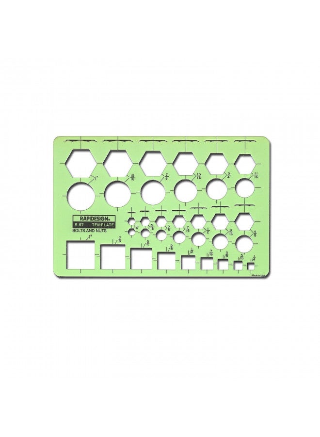 Rapidesign Bolts and Nuts Template, 1 Each (R57)