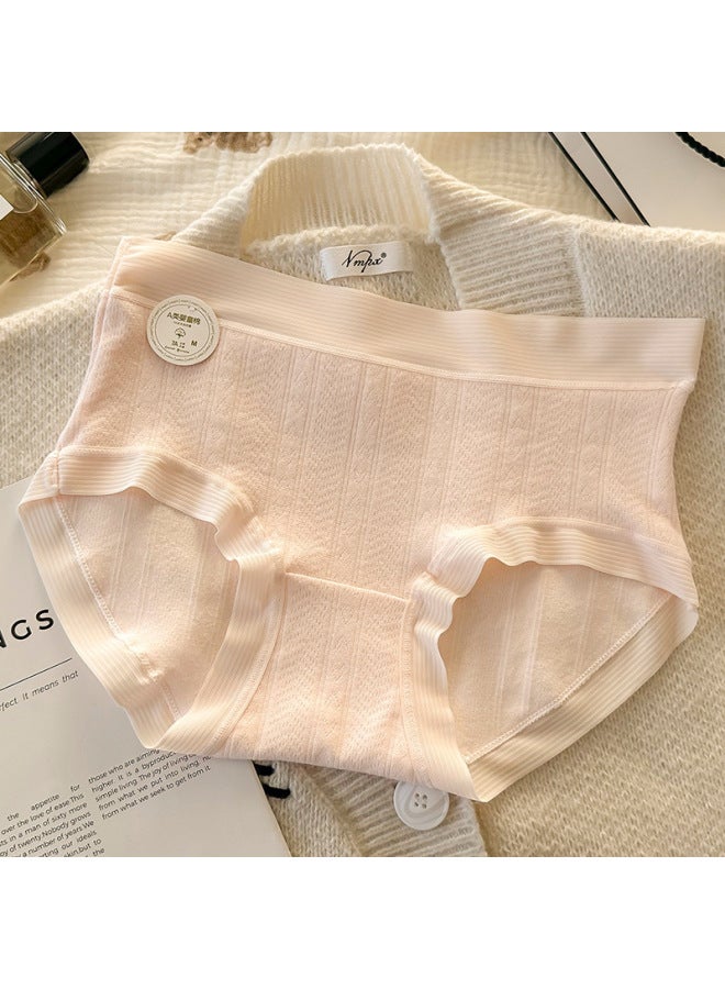 Women's Underwear Autumn New Pure Cotton Antibacterial Crotch Girl Nude Cotton Mid-waist Seamless Women's Triangle Shorts
