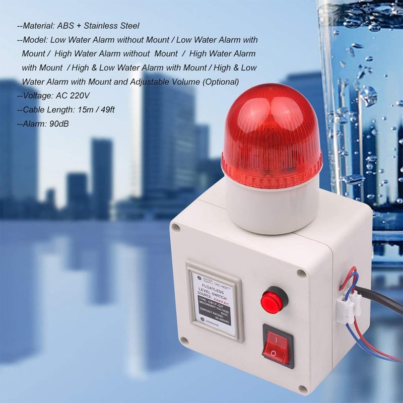 Foloose Water Level Indicator Alarm High and Low Water Level Sensor Alarm with Silencer Switch 304 Stainless Steel Probe (UK Plug) - Image 5