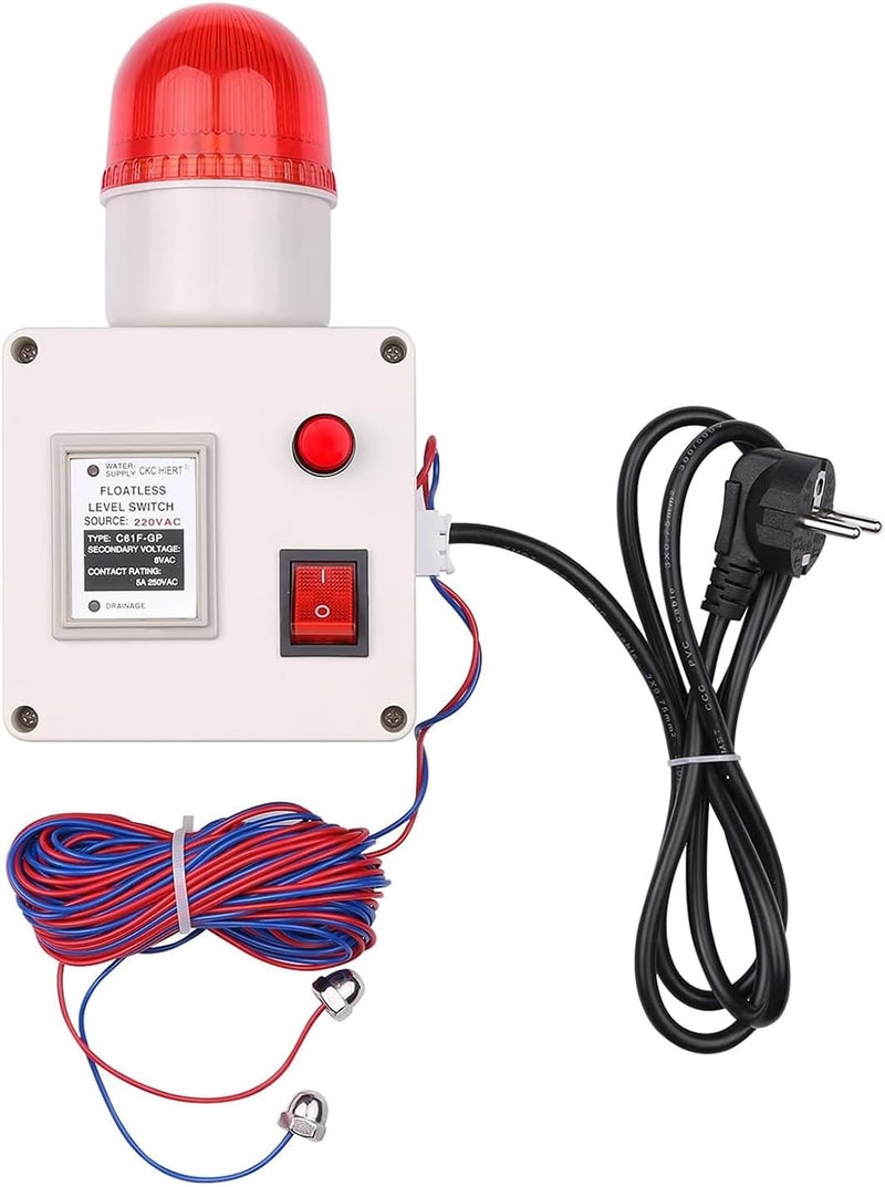 Foloose Water Level Indicator Alarm High and Low Water Level Sensor Alarm with Silencer Switch 304 Stainless Steel Probe (UK Plug) - Image 1