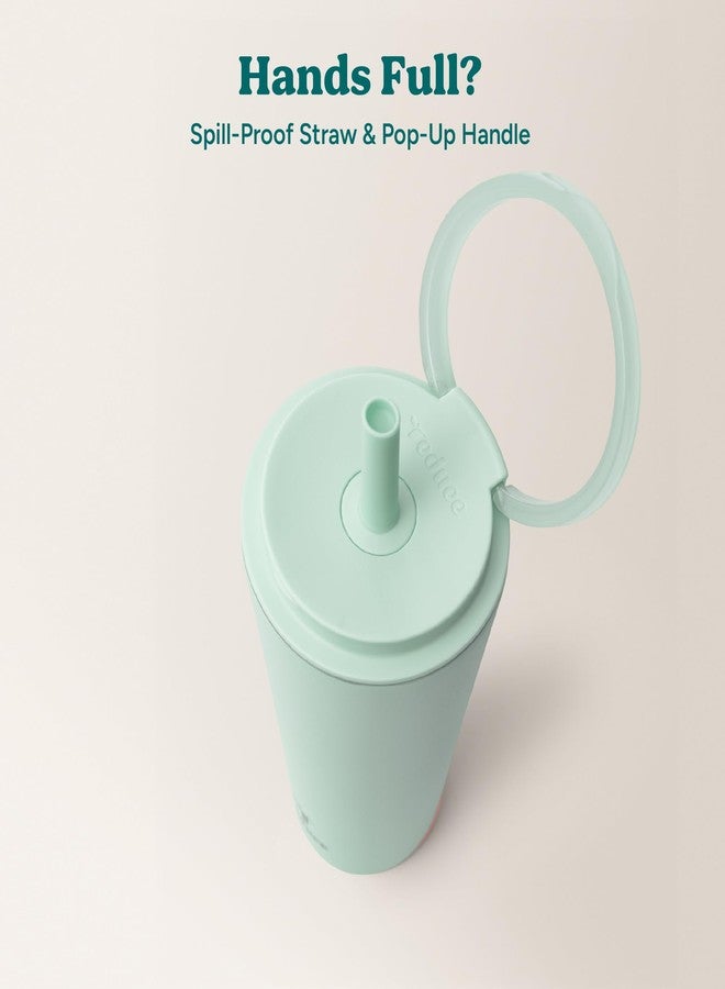 ريديوس كوب REDUCE Halo سعة 32 أونصة معزول بتفريغ الهواء من الفولاذ المقاوم للصدأ - كوب سفر مقاوم للانسكاب مع غطاء بمقبض قلاب - يحافظ على المشروبات باردة لمدة 32 ساعة - آمن للاستخدام في غسالة الأطباق - مناسب لحاملات الأكواب - زجاج بحري - Image 5