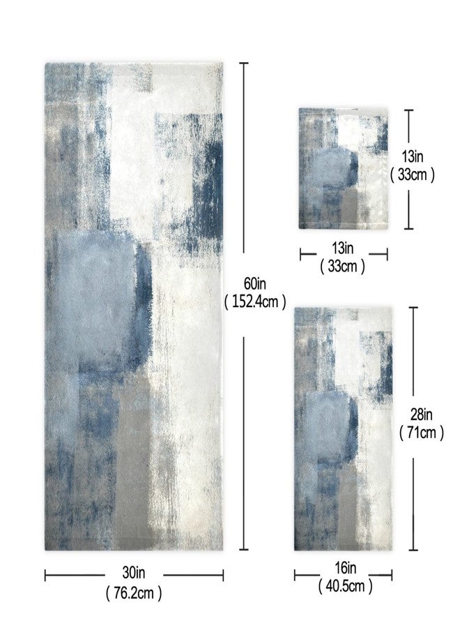 AIYOOLER Vintage Bath Towels Set,Retro Blue Grey Abstract Art Painting 3 Piece Soft Towel Set(1 Luxury Bath Towel 1 Hand Towel 1 Washcloth) Absorbent Bathroom Towels Decorative Kitchen Shower Towel - Image 3