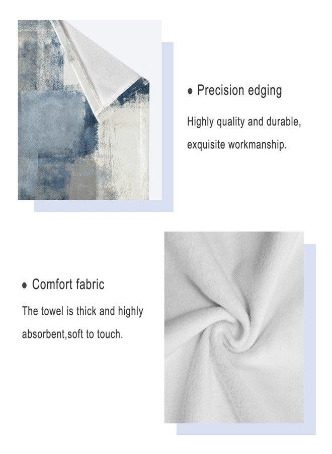 AIYOOLER Vintage Bath Towels Set,Retro Blue Grey Abstract Art Painting 3 Piece Soft Towel Set(1 Luxury Bath Towel 1 Hand Towel 1 Washcloth) Absorbent Bathroom Towels Decorative Kitchen Shower Towel - Image 4