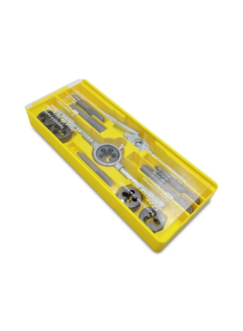 Tap And Die Set Metric Wrench Cut Hand Threading Tool Metric Tapping Wrench Set Tap And Die Set 12 Pcs - Image 2