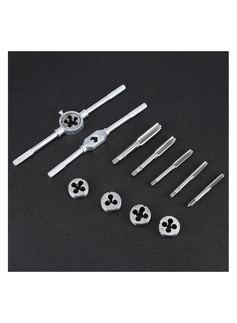 Tap And Die Set Metric Wrench Cut Hand Threading Tool Metric Tapping Wrench Set Tap And Die Set 12 Pcs - Image 3