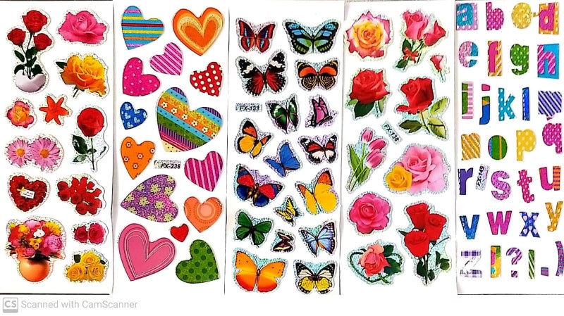 E Shopping® 3d puffy stickers set of 20 PC, random color and design like a flower, heart, Star, alphabet, butterfly and different cartoon character - Image 5