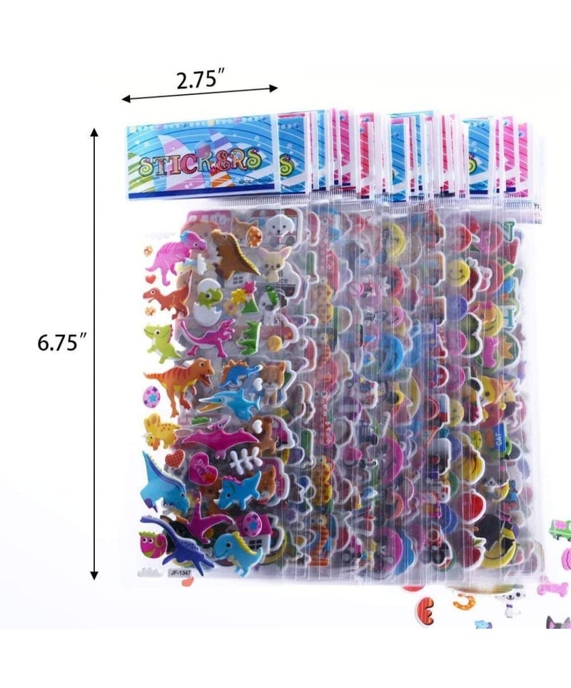 E Shopping® 3d puffy stickers set of 20 PC, random color and design like a flower, heart, Star, alphabet, butterfly and different cartoon character - Image 3