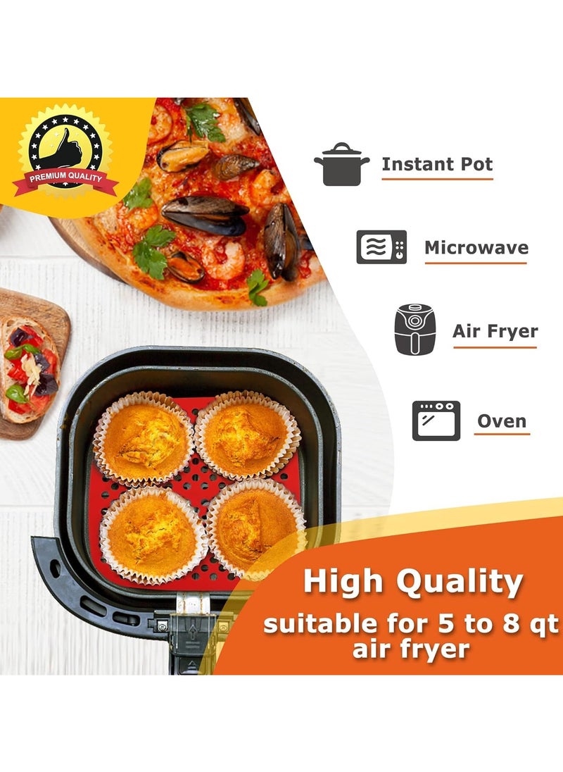 Cuken 3pack Reusable Silicone Air Fryer Liners,Non, stick Silicone Air Fryer Mats, Easy Clean Air Fryer Accessories, Air Fryer Mats, 8.5 Inch Square Reusable Air Fryer Liners (8.5 Inch)  - Image 5