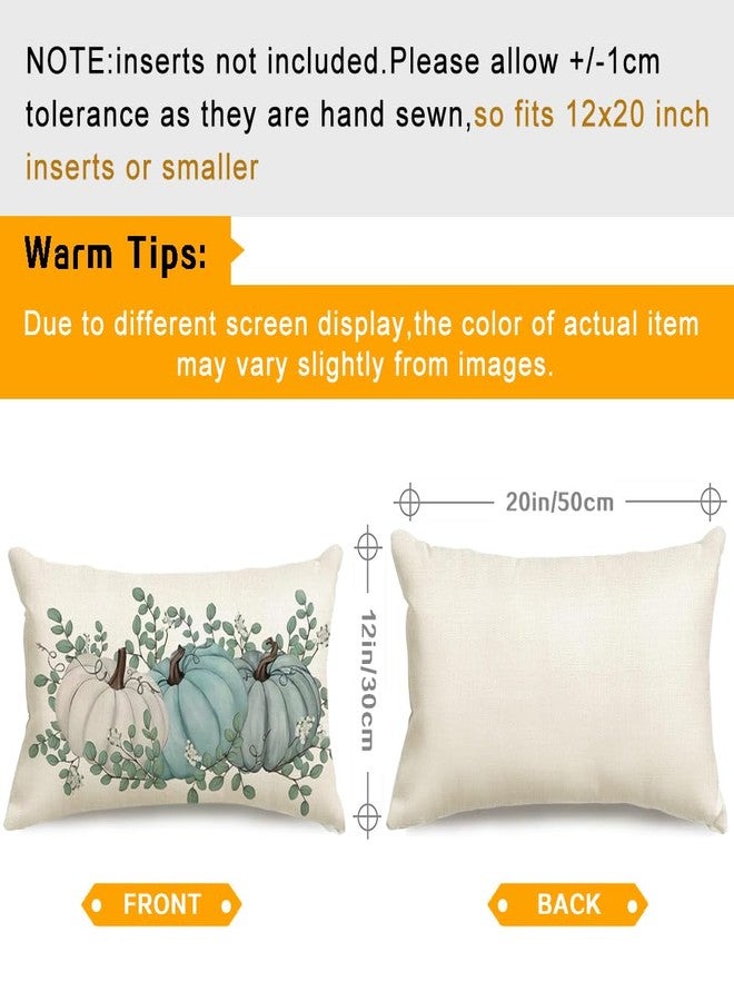RABUSOFA Fall Decorations Lumbar Pillow Covers 12x20 inch,Aqua Autumn Pumpkin Pillows Decorative Throw Pillows,Thanksgiving Harvest Outdoor Pillow Cases Fall Decor Cushion Covers - Image 3