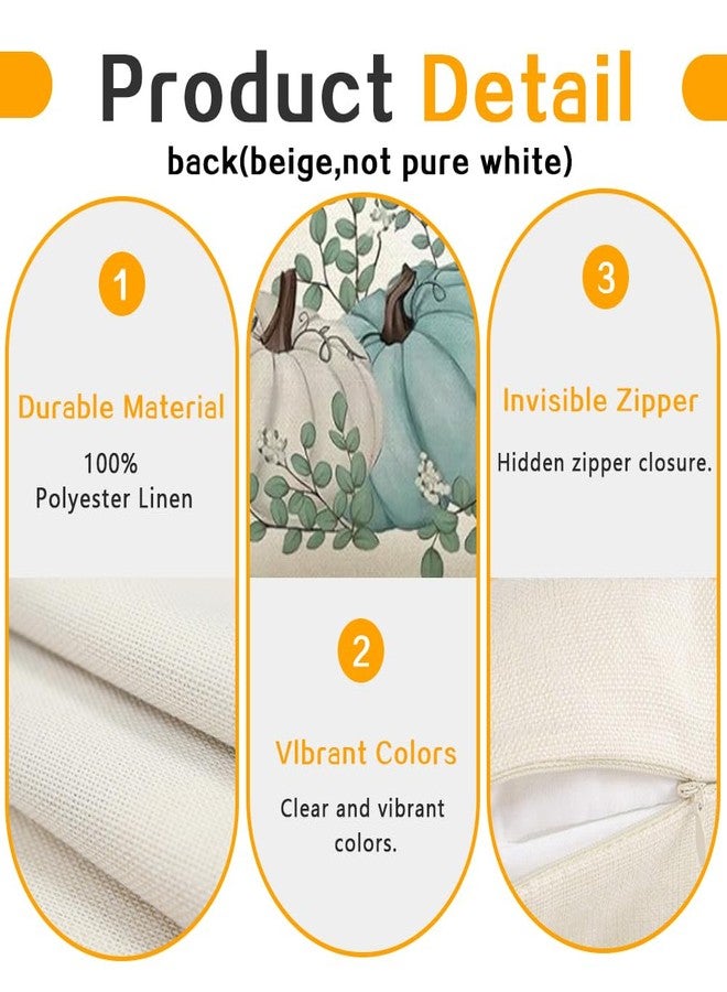 RABUSOFA Fall Decorations Lumbar Pillow Covers 12x20 inch,Aqua Autumn Pumpkin Pillows Decorative Throw Pillows,Thanksgiving Harvest Outdoor Pillow Cases Fall Decor Cushion Covers - Image 4