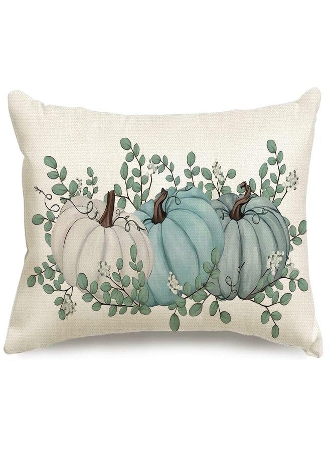 RABUSOFA Fall Decorations Lumbar Pillow Covers 12x20 inch,Aqua Autumn Pumpkin Pillows Decorative Throw Pillows,Thanksgiving Harvest Outdoor Pillow Cases Fall Decor Cushion Covers - Image 1