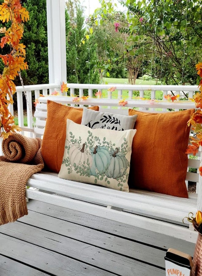RABUSOFA Fall Decorations Lumbar Pillow Covers 12x20 inch,Aqua Autumn Pumpkin Pillows Decorative Throw Pillows,Thanksgiving Harvest Outdoor Pillow Cases Fall Decor Cushion Covers - Image 2