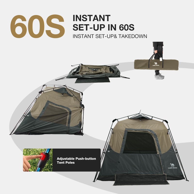CAMEL CROWN Instant Tents for Camping 4-6 Person Tent Waterproof Easy Setup Sets Up in 60 Seconds Backpacking Tents with Carry Bag for Outdoor Hiking Sandy Brown - Image 5