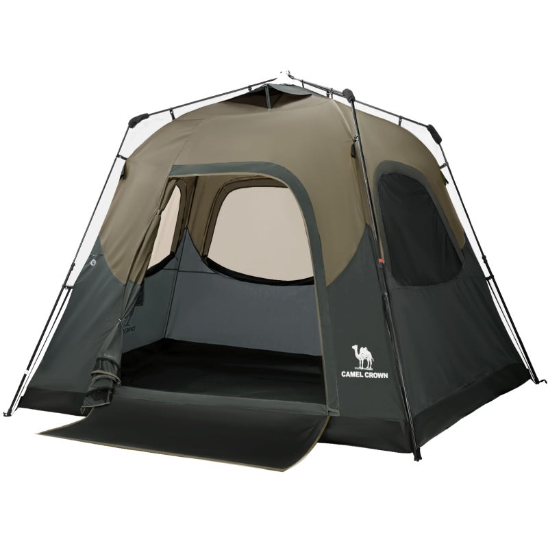 CAMEL CROWN Instant Tents for Camping 4-6 Person Tent Waterproof Easy Setup Sets Up in 60 Seconds Backpacking Tents with Carry Bag for Outdoor Hiking Sandy Brown - Image 1