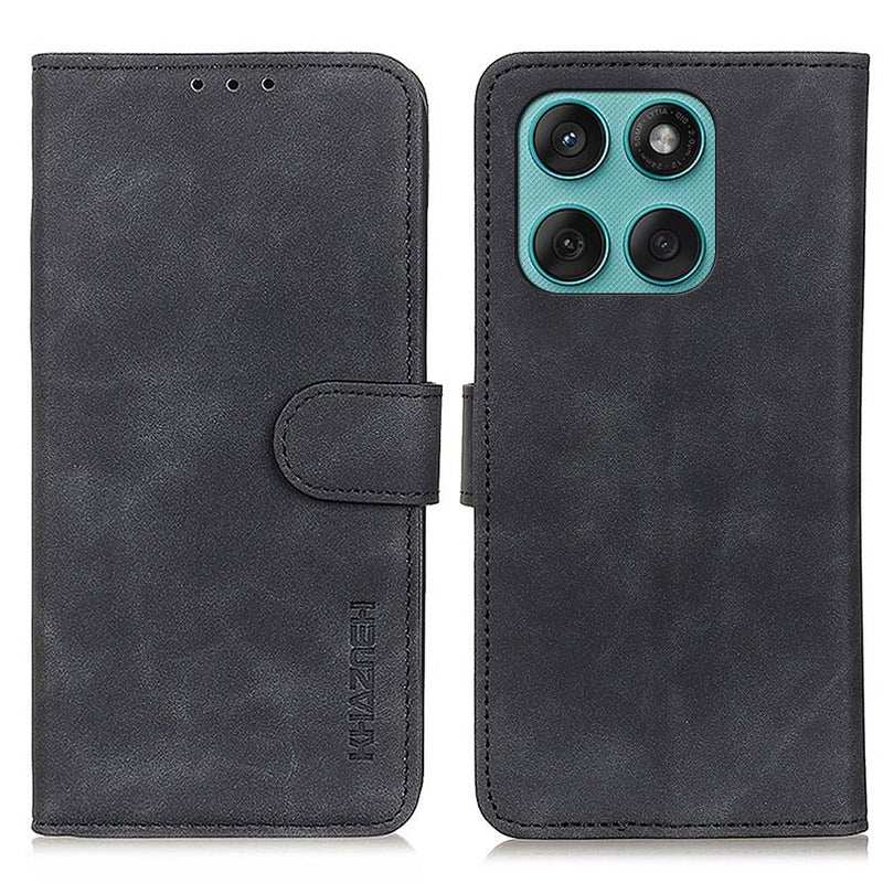 HuHa Case Cover For Motorola Edge 60 Fusion / 60 Pro KHAZNEH Retro Texture Leather Phone Case(Black) - Image 1