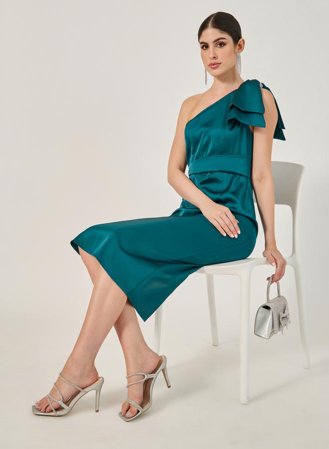 ستايلي فستان ساتان بكتف واحد - Image 2