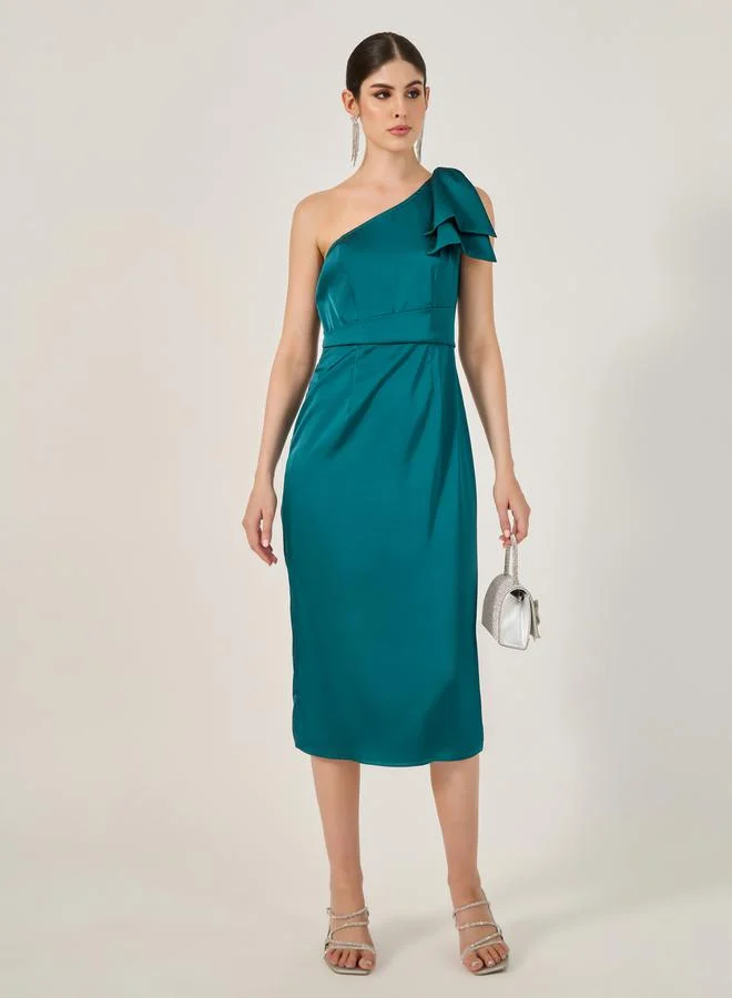 Styli One-Shoulder Satin Dress
