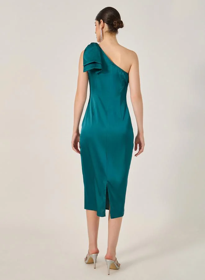 Styli One-Shoulder Satin Dress