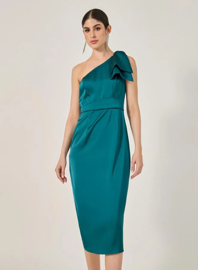 Styli One-Shoulder Satin Dress