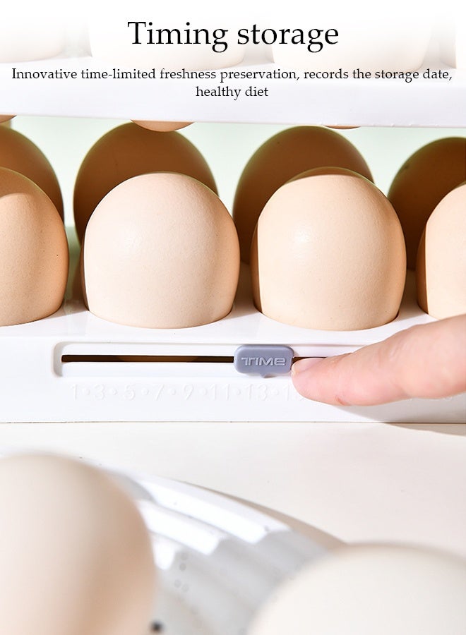 DUNISO حامل بيض لـ 30 بيضة صندوق تخزين بيض قابل للطي للثلاجة 3 طبقات منظم صينية البيض مع تصميم تلقائي للفتح حاوية تخزين البيض الطازج للمطبخ للثلاجة قابلة لإعادة الاستخدام صينية بيض شفافة متعددة الاستخدامات - Image 5