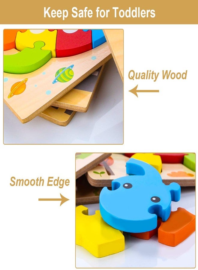 SKYFIELD Wooden Vehicle Toddler Puzzles for 1 2 3 Years Old Boys & Girls, Baby STEM Educational Toy Gift with 4 Vehicles Montessori Learning Puzzles, Bright Vibrant Color Shapes - Image 2