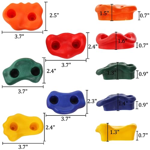 ZENFUN 25 Packs Rock Climbing Holds for Kids and Adults, Indoor & Outdoor Rock Wall Climbing Kit, Multi-Colored Climbing Rock Wall Grips with Mounting Hardware, Knotted Rope and 25 Handles - Image 2