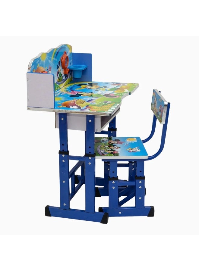 صندوق العاب طقم طاولة قابلة للطي للأطفال وكرسي واحد ومكتب دراسة محمول بطابع كرتوني وأثاث تعليمي سهل الطي للتخزين مثالي للوجبات الخفيفة والفنون والواجبات المنزلية والتعلم في الحضانة ينمو مع طفلك - ميكي ماوس - Image 2